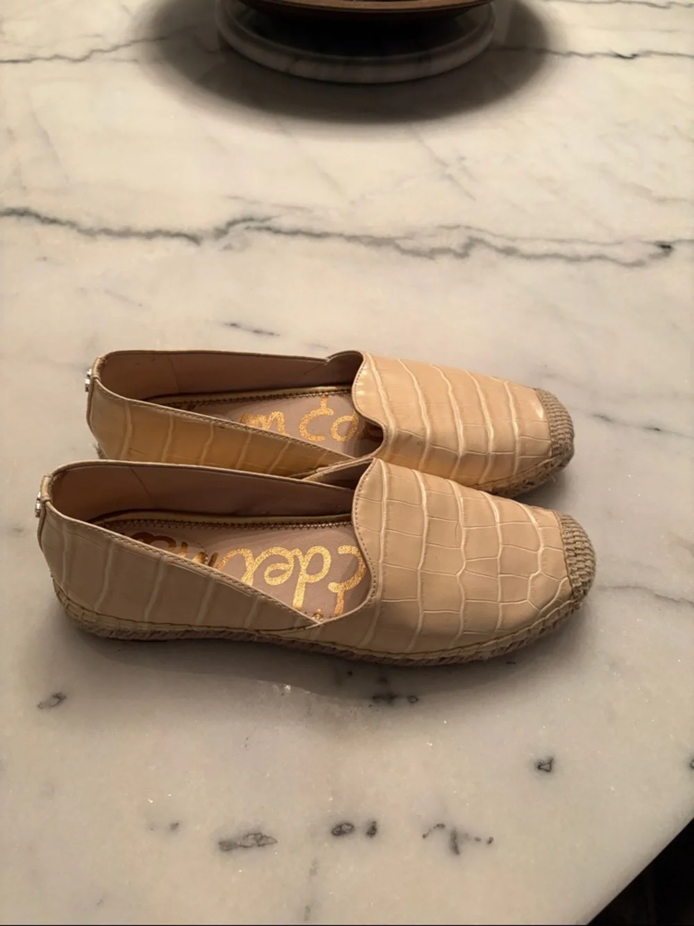 Sam Edelman Women's Kesia Creme Leather Slip On Loafer Espadrilles Shoes 7.5